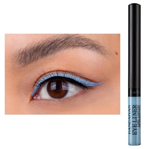Eyeliner Wasserfest UV Glow Neon,Matte Liquid Eyeliner Set,Glühender Eyeliner Wischfest, Langanhaltend, Hohe Farbwiedergabe,Halloween Makeup Set Gift For Women-Baby blau von HISUNBEN
