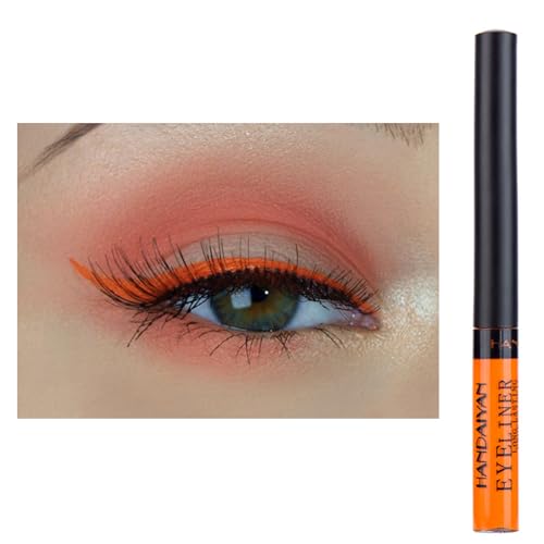 Eyeliner Wasserfest UV Glow Neon,Matte Liquid Eyeliner Set,Glühender Eyeliner Wischfest, Langanhaltend, Hohe Farbwiedergabe,Halloween Makeup Set Gift For Women-Orange von HISUNBEN