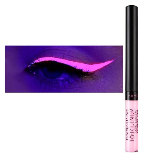 Eyeliner Wasserfest UV Glow Neon,Matte Liquid Eyeliner Set,Glühender Eyeliner Wischfest, Langanhaltend, Hohe Farbwiedergabe,Halloween Makeup Set Gift For Women-UV-Lichtpulver von HISUNBEN
