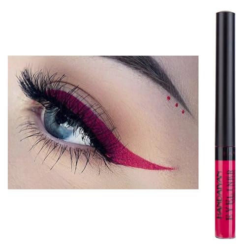 Eyeliner Wasserfest UV Glow Neon,Matte Liquid Eyeliner Set,Glühender Eyeliner Wischfest, Langanhaltend, Hohe Farbwiedergabe,Halloween Makeup Set Gift For Women-dunkelrot von HISUNBEN