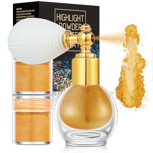 Glitter Spray for Face, Body & Hair | Sparkle Cosmetic Shimmer Highlighter | Perfect for Christmas, Raves & Parties 02-Golden von HISUNBEN