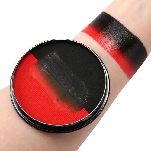 HISUNBEN Body Paints Upgrade 30g Face Paint and Children Washable Body Colour Face Paint Children's Make-Up Theatre Carnival Halloween Party Red-Black von HISUNBEN