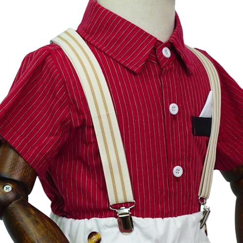 Kinder Herren Hosenträger Breit Elastisch - Längenverstellbar Y-Form mit Starken 3er Clips Hosenträger Gürtel für Damen Baby von 1-9 Jahr-1 von HISUNBEN