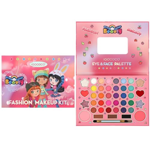 HISUNBEN Schminkset Mädchen, Ungiftig und Abwaschbar Kinder Make-Up Set Mädchen,DIY Prinzessin Kids Makeup Set for Girls, Kinder Schminkpalette,Karneval Schminke Kinderschminken (41 F) von HISUNBEN