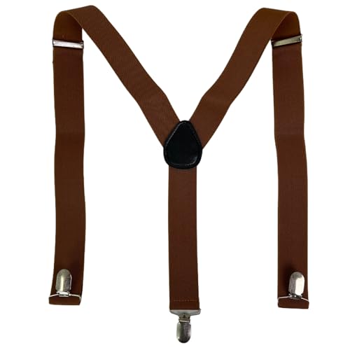 Hosenträger Herren mit 3 Clips, Y-Back 3,5 cm Breit Hosenträger Heavy Duty Verstellbar und Elastisch mit Starken Metallclips-Lichtkaffee von HISUNBEN