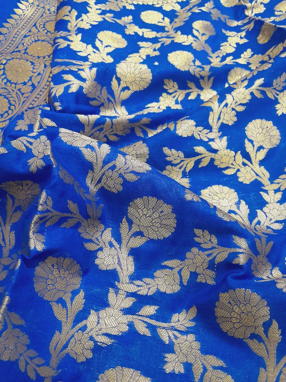 Banarasi Blau Duptta Art Silk Hochzeit Dupatta Zari Work Designer Handloom Handmade von HITESHTEXTILES