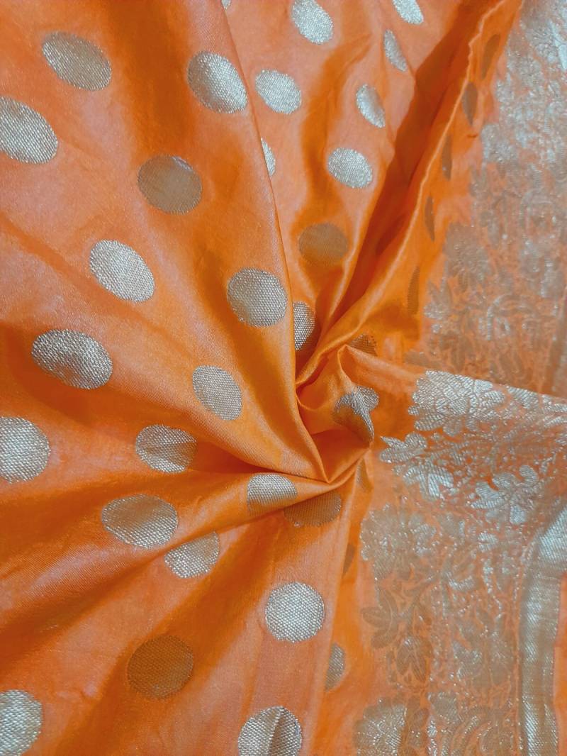 Banarsi Kunstseide Duptta Orange Dupatta Handloom Hochzeit Zari Arbeit Seide Buti Design Handmade von HITESHTEXTILES