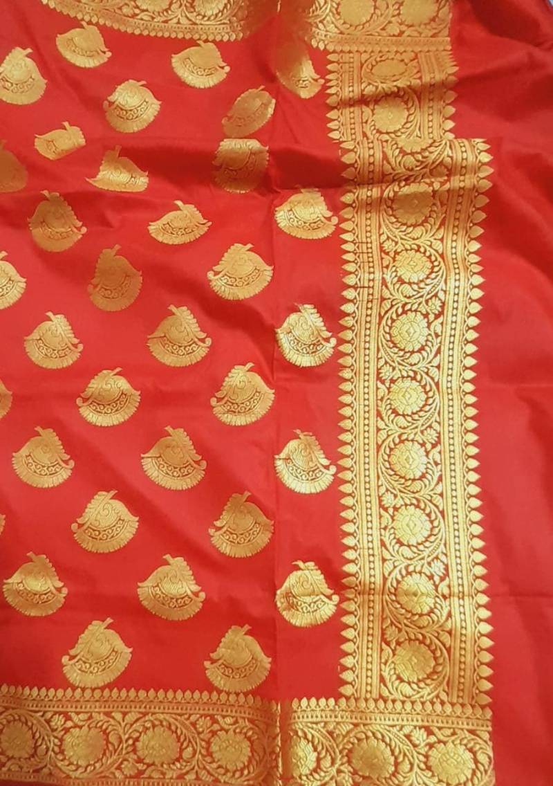 Hochzeit Rot Dupatta Art Silk Duptta Banarasi Zari Work Handmade Floral Handloom Designer Dupatta von HITESHTEXTILES
