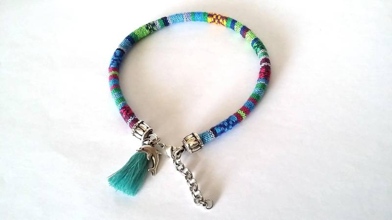 Baumwolle Delfin Fußkettchen, Türkis Quaste Boho Armband von HITUK
