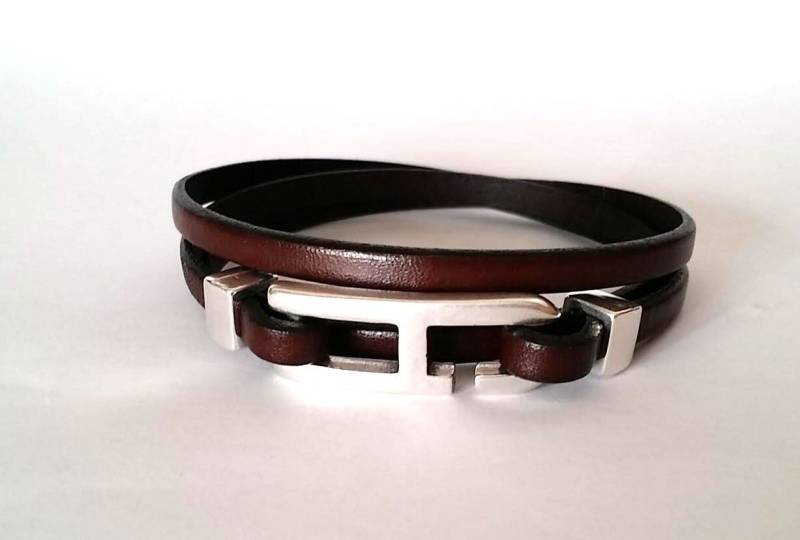 Dreifachwickelarmband, Unisex Silberverschluss, Braunes Armband von HITUK