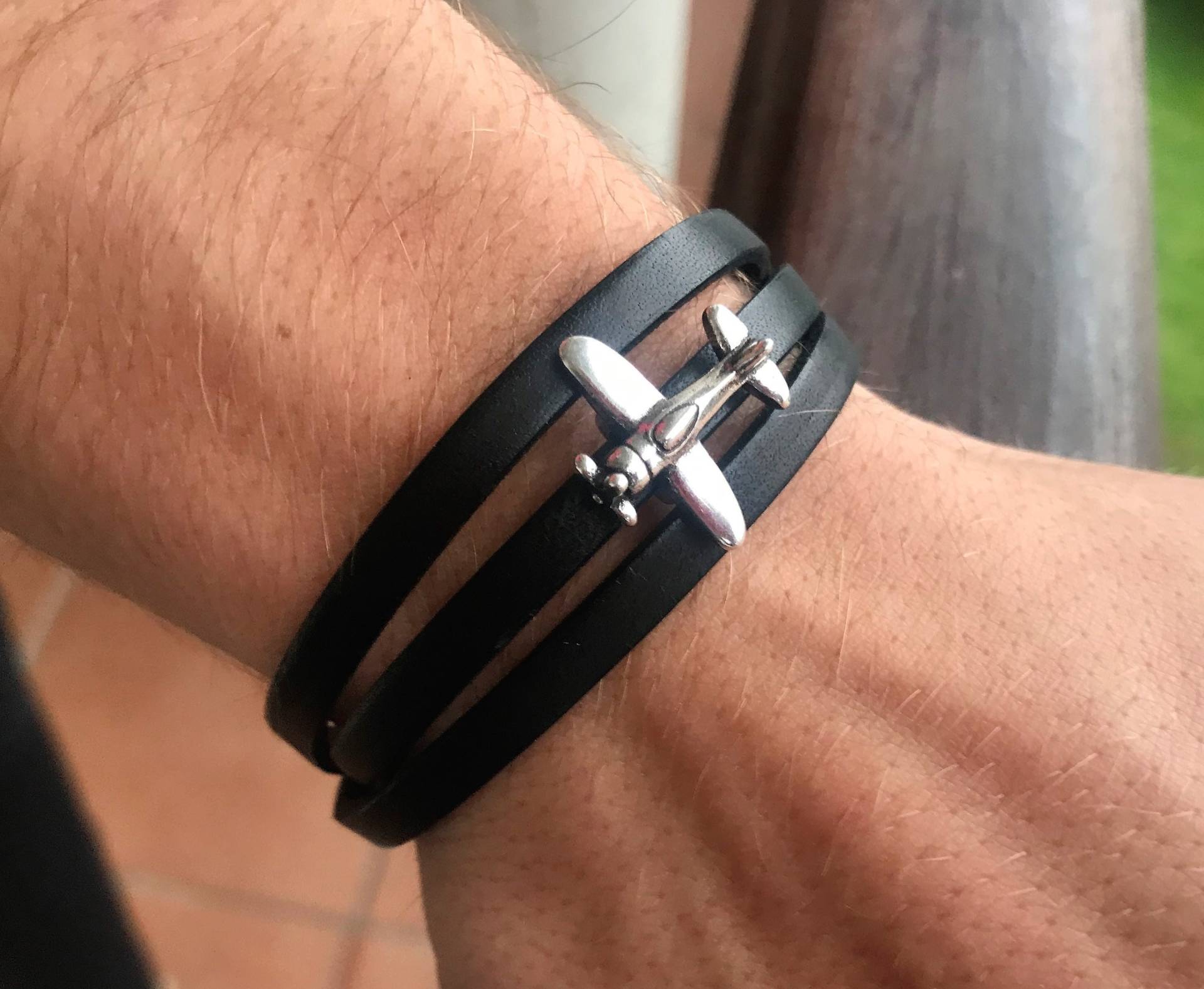 Flugzeug Armband, Leder Wickelarmband Für Männer, Geschenk Flieger, Valentinstag, Valentinstag von HITUK