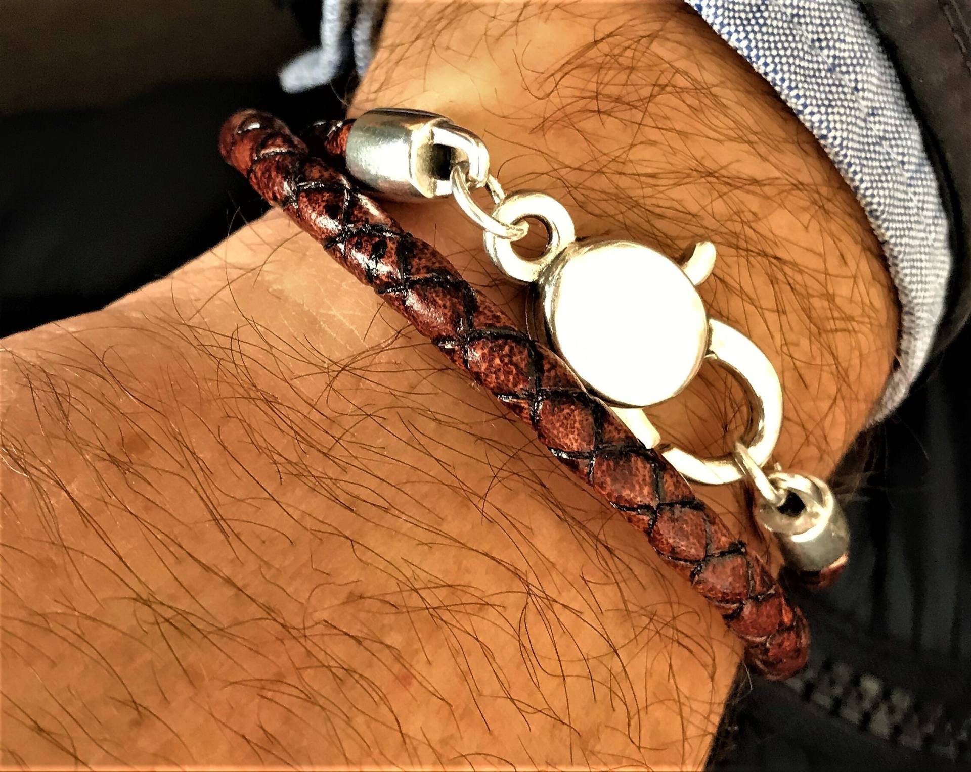 Geflochtenes Lederarmband Für Herren, Lederwickelarmband, Mit Karabinerverschluss, Geschenk Ihn von HITUK