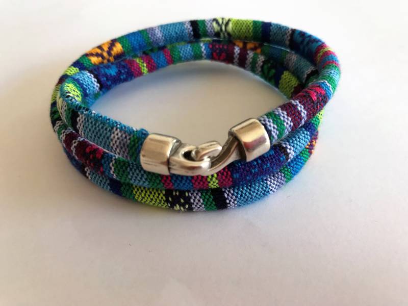 Gewebtes Baumwollseil-Armband Für Herren, Silberverschluss-Wickelarmband von HITUK