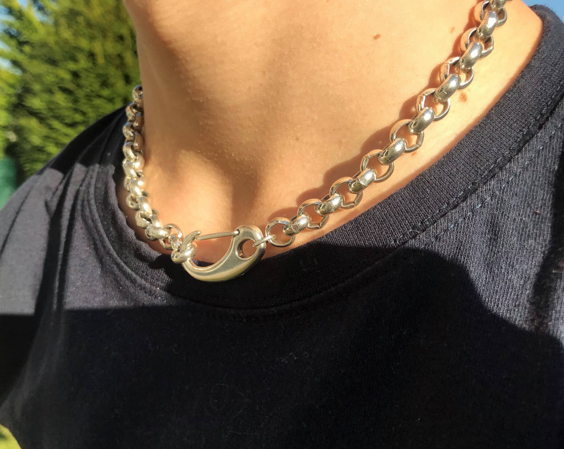 Herren Silber Klobige Halskette, Grobstrick Rolo Kette, Klobiger Knebel, Karabiner Gliederkette Für Männer, Männer Halsband, Valentinstag von HITUK