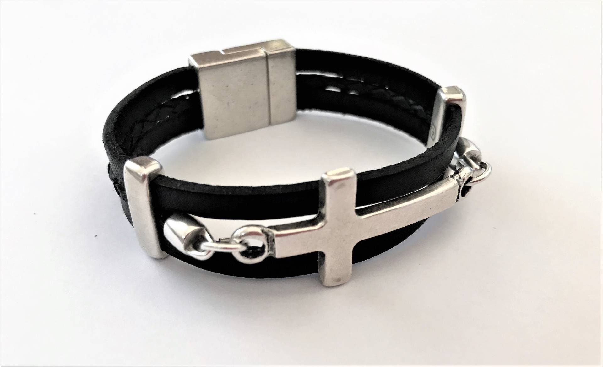 Kreuz Armband, Lederarmband Für Männer, Geschenk Ihn, Unisex Frauen Silber Lederarmband, Valentinstag von HITUK