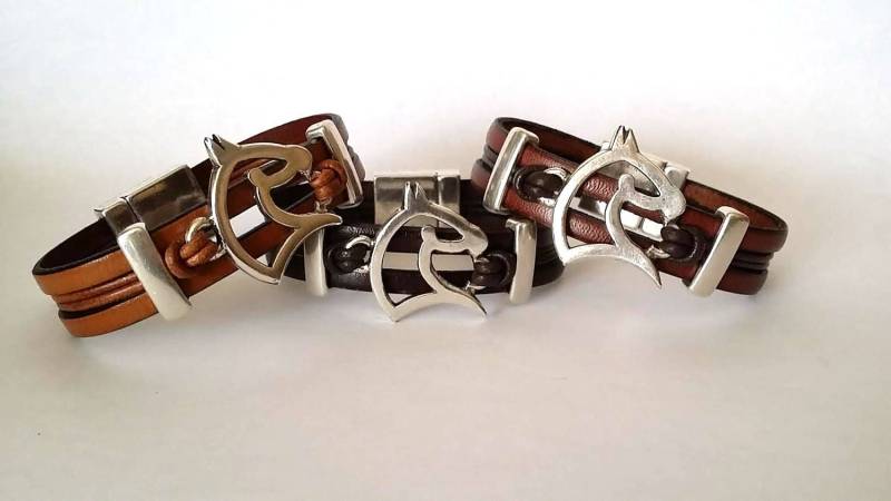 Lederarmband Pferd Reiterschmuck Mit Zamak Verschluss von HITUK