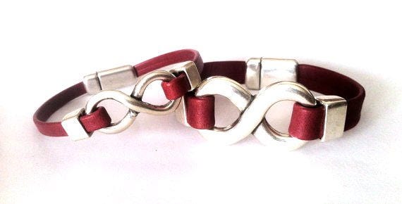 Passendes Infinity Lederarmband Set Zamak Magnetverschluss von HITUK