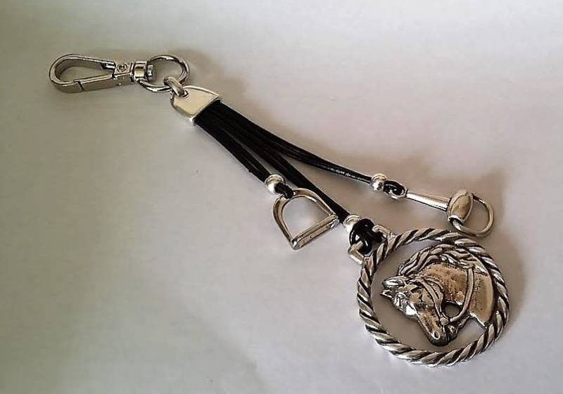 Reiter Schlüsselanhänger, Leder Pferd Bit Versilbert Zamak von HITUK