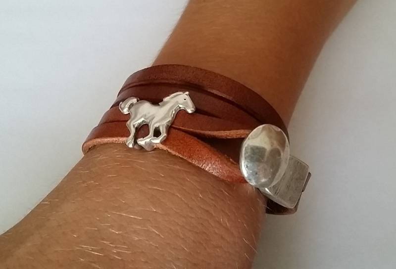 Reiterleder Pferd Armband, Unisex Double Wrap Schmuck von HITUK