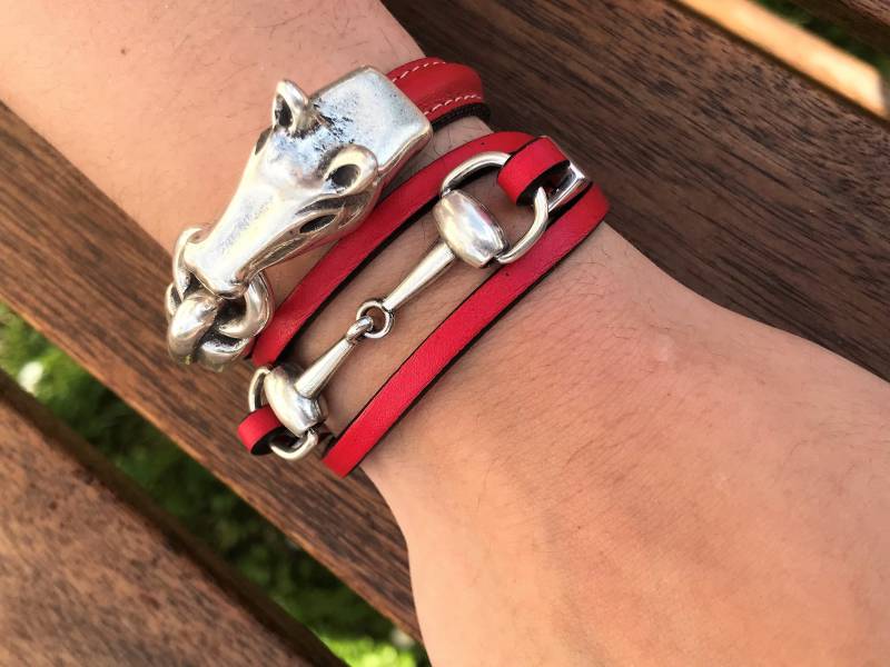 Trensenbit-Leder-Paar-Armbänder Geschenk Für Pferdeliebhaber von HITUK
