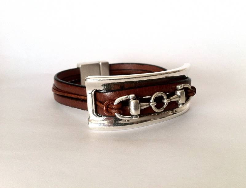 Snaffle Bit Lederarmband, Braunes Armband Für Pferdeliebhaber, Geschenk Pferdeliebhaber von HITUK