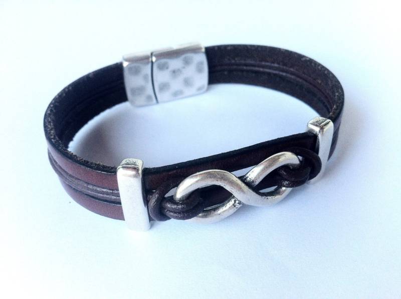 Unendlich Armband Aus Braunem Leder Für Herren Personalisierter Zamak Verschluss von HITUK