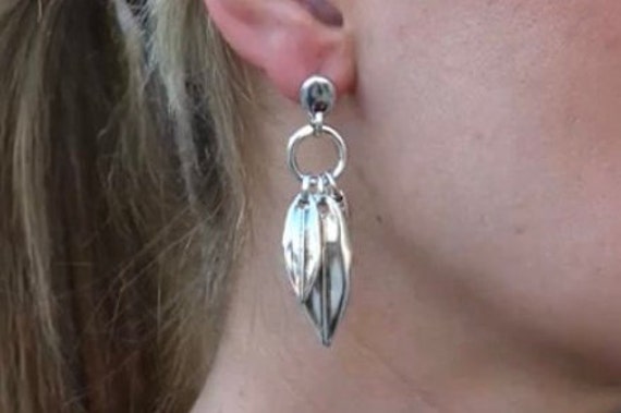 Versilberte Blatt-Ohrringe. Hypoallergen Boho Schmuck von HITUK