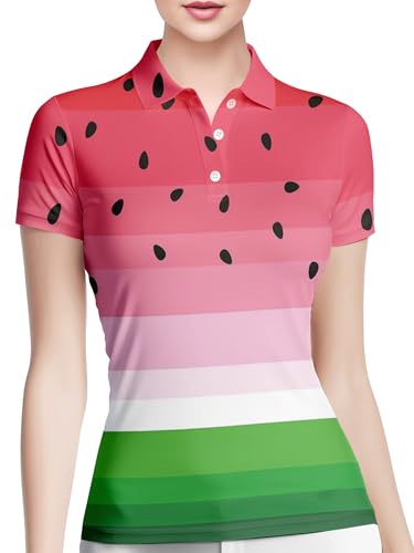 HIVICHI Lustiges Golfshirt für Damen, bedruckt, verrücktes Muster, niedlich, kurzärmelig, feuchtigkeitsableitend, Tennis-Poloshirt, Aop-wpol-05168, Mittel von HIVICHI