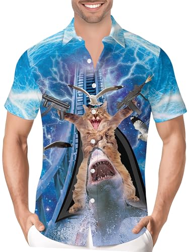 HIVICHI Lustiges Hawaii-Hemd für Herren, bedruckt, verrückte Grafik, Knopfleiste, Sommer, Strand, Urlaub, Party, Aloha-Shirt, Mhws-037215, L von HIVICHI
