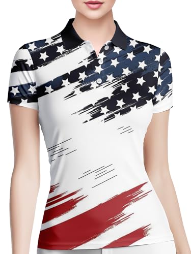 HIVICHI Lustiges Golfshirt für Damen, niedlicher verrückter Druck, feuchtigkeitsableitend, kurzärmelig, Poloshirts für Damen, Aop-wpol-08949, 3X-Groß von HIVICHI