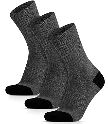 HIYATO 3 Paar Merino Wandersocken, 60% Merinowolle Thermosocken, Atmungsaktiv Wintersocken für Trekking, Outdoor und Sport（39-42,Dunkelgrau） von HIYATO