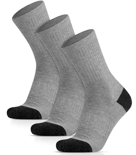 HIYATO 3 Paar Merino Wandersocken, 60% Merinowolle Thermosocken, Atmungsaktiv Wintersocken für Trekking, Outdoor und Sport（43-46,Hellgrau） von HIYATO