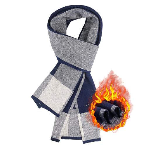 HIYATO Schal Herren, Merino Winterschal für Herren, 30% Merinowolle Weiche Warm Schal, 180x30cm(Marine) von HIYATO