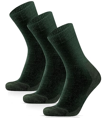 HIYATO Sportsocken Herren & Damen - Gepolstert, 60% Merinowolle Wandersocken, Thermosocken - 3 Paar für Trekking, Outdoor und Sport (39-42, 3 Paar | Grün) von HIYATO