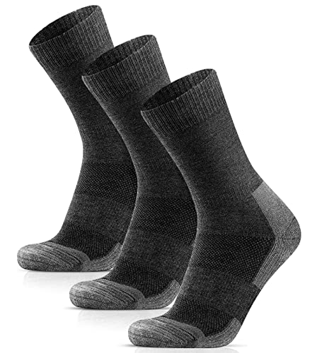 HIYATO Wollsocken Herren & Damen - Gepolstert, 60% Merinowolle Wandersocken, Thermosocken - 3 Paar für Trekking und Sport (43-46, 3 Paar | Grau) von HIYATO