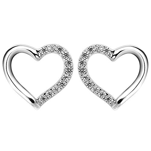 Damen Ohrringe Herz 925 Sterling Silber Gold Ohrstecker mit Cubic Zirkonia Überzogen mit Rhodium für Frauen Mädchen Damen Ohrringe Herz 925 Sterling Silber Gold Ohrstecker mit Cubic Zirkonia Überzogen mit Rhodium für Frauen Mädchen von HIYOUNG