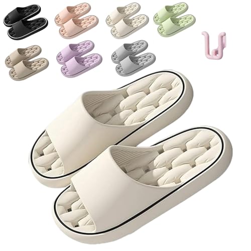 Baumme Ergonomische Ultraweiche Schnelltrocknende Hausschuhe, Cloudslipper Orthopädische Weich Rutschfest Badeschuhe (Cremeweiß, Erwachsene, 36, Numerisch (von/bis), EU Schuhgrößensystem, 37, M) von HItianya