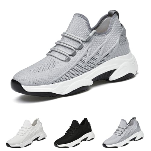 Elevate Shoes Herren, Schuhe Mit ErhöHung Herren 4-10cm, Schuhe Die GrößEr Machen Herren 10cm (Grau 10cm, Erwachsene, Herren, 44, Numerisch, EU Schuhgrößensystem, M) von HItianya