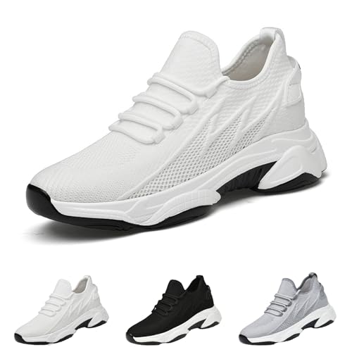 Elevate Shoes Herren, Schuhe Mit ErhöHung Herren 4-10cm, Schuhe Die GrößEr Machen Herren 10cm (Weiß 10cm, Erwachsene, Herren, 44, Numerisch, EU Schuhgrößensystem, M) von HItianya
