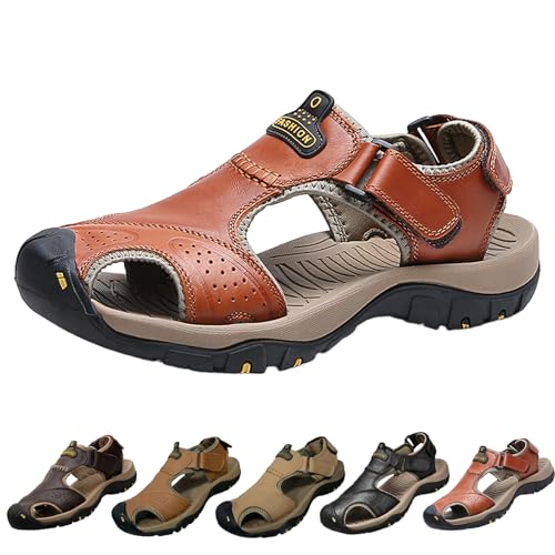 Ergonomische OrthopäDische Herrensandalen füR Schmerzlinderung, Herren Sandalen Sommer Wandersandale Beach Sandalen Trekkingschuhe (Rötlich-Braun, Erwachsene, 46, Numerisch, EU Schuhgrößensystem, M) Ergonomische OrthopäDische Herrensandalen füR Schmerzlinderung, Herren Sandalen Sommer Wandersandale Beach Sandalen Trekkingschuhe (Rötlich-Braun, Erwachsene, 46, Numerisch, EU Schuhgrößensystem, M) von HItianya