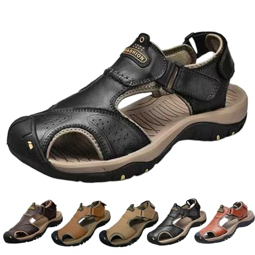 Ergonomische OrthopäDische Herrensandalen füR Schmerzlinderung, Herren Sandalen Sommer Wandersandale Beach Sandalen Trekkingschuhe (Schwarz, Erwachsene, 46, Numerisch, EU Schuhgrößensystem, M) von HItianya