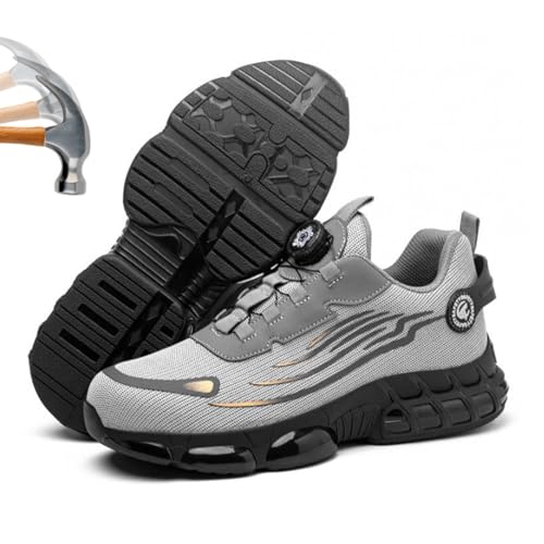 Ergonomischer und Schmerzlindernder Sicherheitsschuh, Steel Toe Cap Trainers Non Slip Safety, Sicherheitsschuhe Herren s3 (Grey, Erwachsene, 46, Numerisch, EU Schuhgrößensystem, M) von HItianya