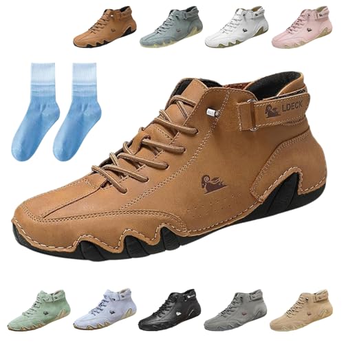 HItianya Alpaka - orthopädische, wasserdichte & rutschfeste Leder-Barfußschuhe, Unisex Alpaka Schuhe, Leicht Und Atmungsaktiv (Braun, Erwachsene, 47, Numerisch, EU Schuhgrößensystem, M) von HItianya