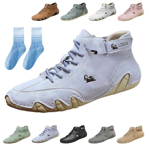 HItianya Alpaka - orthopädische, wasserdichte & rutschfeste Leder-Barfußschuhe, Unisex Alpaka Schuhe, Leicht Und Atmungsaktiv (Hellblau, Erwachsene, 43, Numerisch, EU Schuhgrößensystem, M) von HItianya