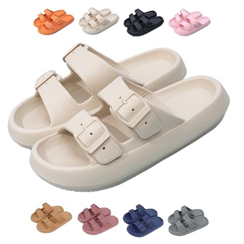 HItianya Cloudstepper Strap, Wolkenschuhe Damen, Orthostep Slipper Mit Verstellbaren Schnallen, Weich und Rutschfeste (Cremeweiß, Erwachsene, 44, Numerisch (von/bis), EU Schuhgrößensystem, 45, M) von HItianya
