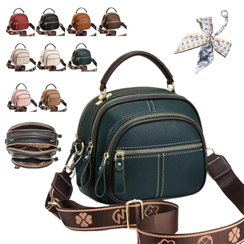 HItianya Klassische Crossbody-Tasche aus Leder mit multifunktionalen Fächern und verstellbarem, breitem Schultergurt (Grün) von HItianya