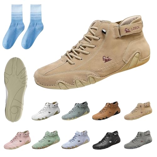 HItianya Mivoxa Schuhe Leder Herren, Alpaca Barfuss Schuhe Damen, BarfußSchuhe Herren, Leicht Und Atmungsaktiv (Khaki, Erwachsene, 41, Numerisch, EU Schuhgrößensystem, M) von HItianya