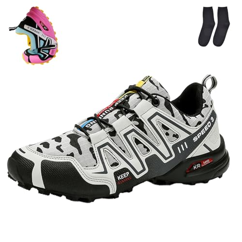 HItianya Orthopädische Wanderschuh - Terragrip - Unisex, Wanderschuhe Speed 3, Non-Slip, Bequeme wasserdichte Ortho Trekkingschuhe Herren Damen (Camouflage Hellgrau,48) von HItianya