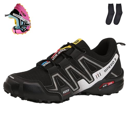 HItianya Orthopädische Wanderschuh - Terragrip - Unisex, Wanderschuhe Speed 3, Non-Slip, Bequeme wasserdichte Ortho Trekkingschuhe Herren Damen (Schwarz Weiß,42) von HItianya