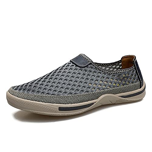 HJBFVXV Herren-Espadrilles Men Shoes Sneakers Mesh Shoes Breathable Sneakers Slip On Summer Casual Shoes for Men (Color : Grijs, Size : 11) von HJBFVXV
